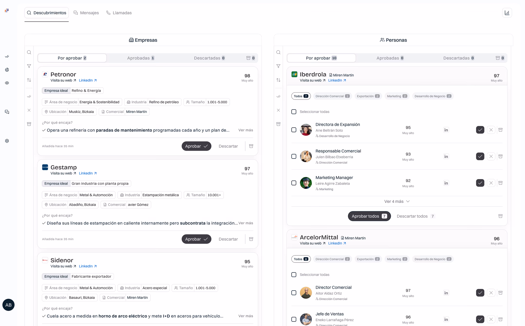 Vista "Detecta" de la plataforma Neety